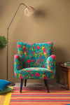 Blue Bird of Paradise Velvet Chair