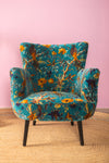Blue Bird of Paradise Velvet Chair