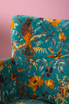 Blue Bird of Paradise Velvet Chair