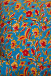 Yellow & Red Floral on Blue Armchair