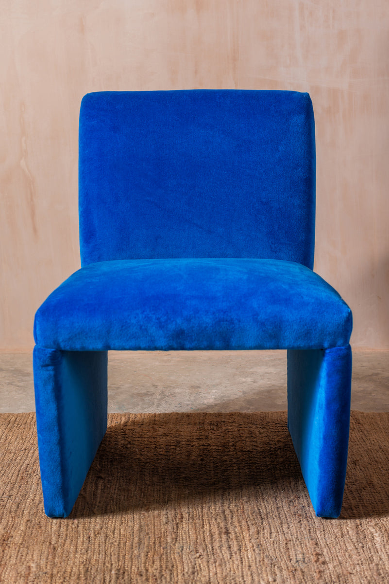 Birdie French Blue Velvet Upholstered Chair Ian Snow Ltd