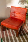 Margot Orange Leather Upholstered Wooden Chair