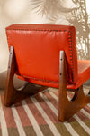 Margot Orange Leather Upholstered Wooden Chair