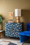 Snowdrop Indigo Wooden Cupboard with Bone Inlay
