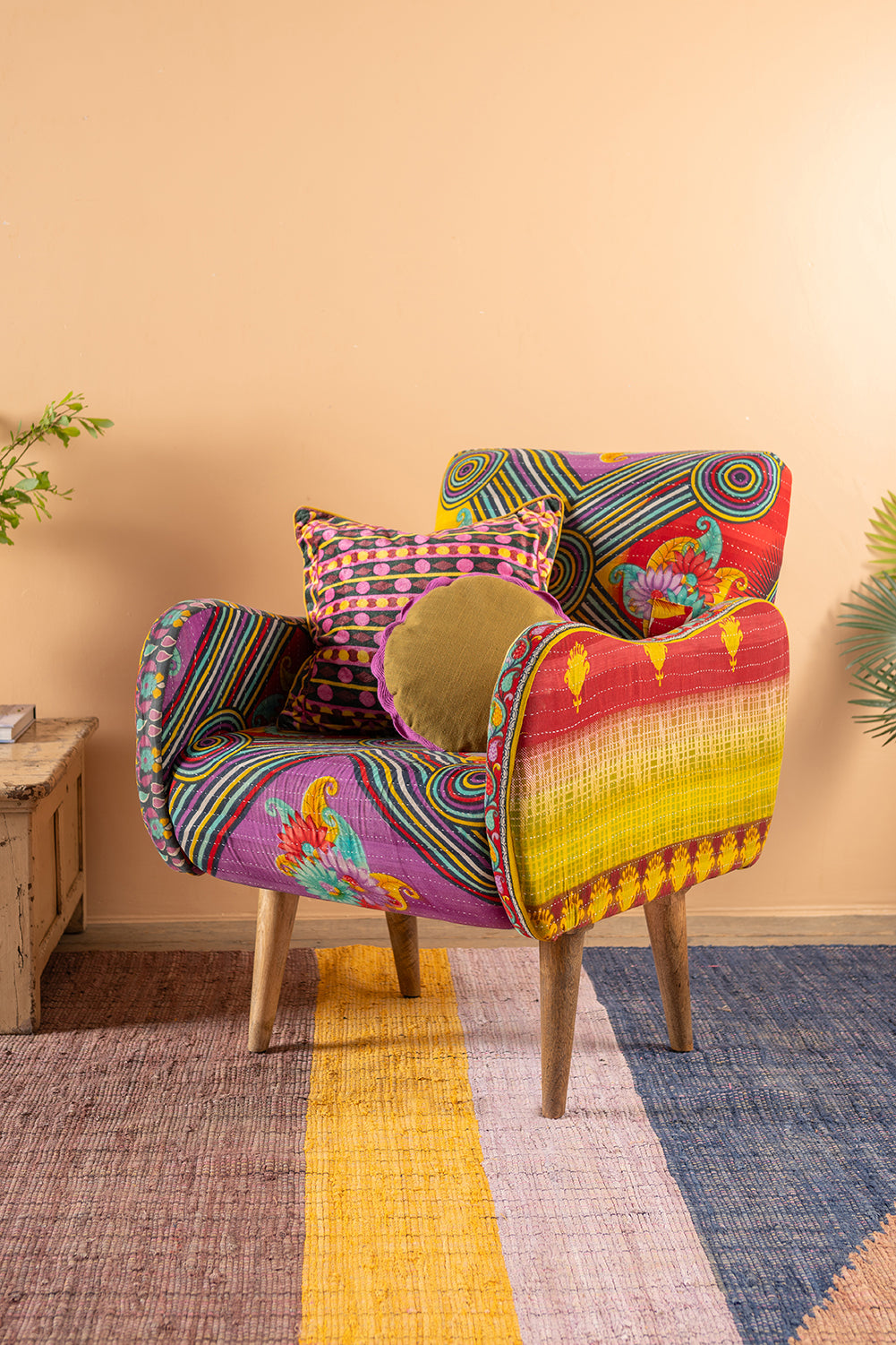 Purple Kantha Panelled Armchair - 07