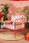 Eliza Block Print Red & Pink Iron Chair
