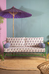 Esmeralda Block Print Green & Blue Iron Sofa
