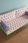 Esmeralda Block Print Green & Blue Iron Sofa