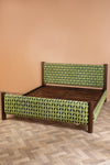 Artus Acacia Wood Super King Bed with Greenwich Upholstery