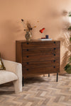 Conrad Acacia Wood Umber Finish Chest of Drawers
