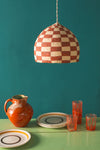 Red & White Check Katran Lampshade