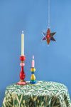 Multi Coloured Iron & Glass Hanging Star Lantern