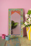 Highly Decorative Arched Wooden Mirror with Mehandi Work