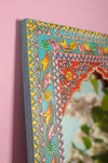 Highly Decorative Arched Wooden Mirror with Mehandi Work