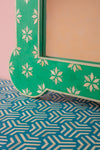 Green Temple Wall Mirror with Bone Inlay