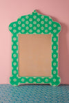 Green Temple Wall Mirror with Bone Inlay