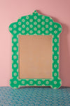 Green Wall Mirror with Bone Inlay