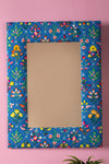 Blue Embroidered Cotton Wall Mirror