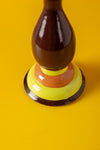 Chocolate & Orange Hand Painted Wooden Candle Holder