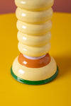 Cream & Green Hand Painted Wooden Candle Holder