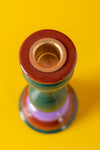 Green & Purple Hand Painted Wooden Candle Holder