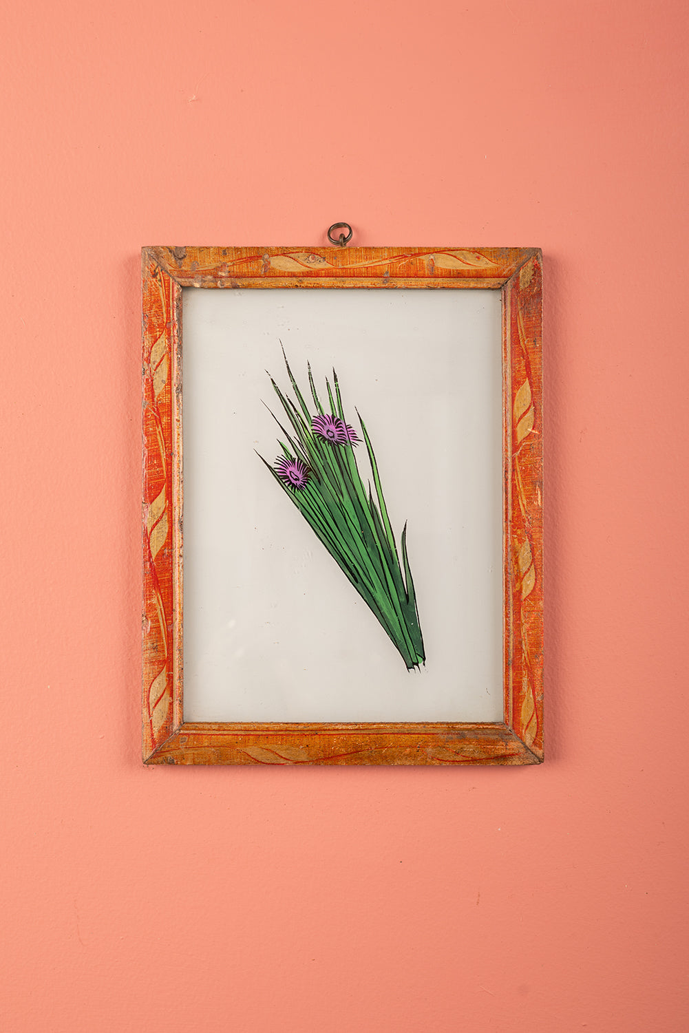 Medium Old Wood Frame with Botanical/Wildlife Painting - 699