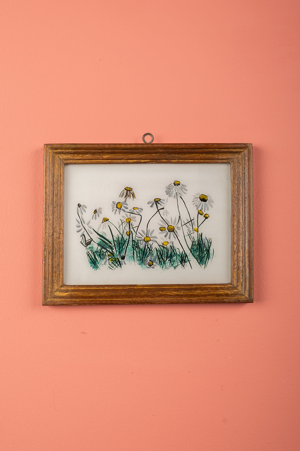 Medium Old Wood Frame with Botanical/Wildlife Painting - 702