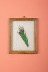 Medium Old Wood Frame with Botanical/Wildlife Painting - 712
