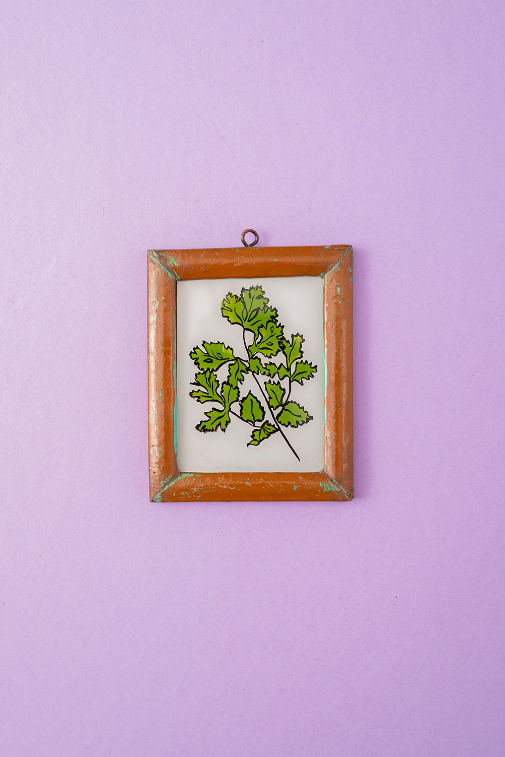 Tiny Old Wood Frame with Botanical/Wildlife Painting - 369