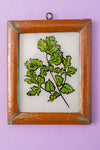 Tiny Old Wood Frame with Botanical/Wildlife Painting - 369
