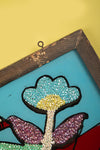 Framed Vintage Bead & Painted Glass Artwork - 19