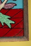 Framed Vintage Bead & Painted Glass Artwork - 19