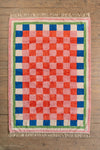 Lizzie Pink & Red Chequered Recycled Cotton Large Rug