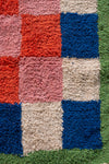 Lizzie Pink & Red Chequered Recycled Cotton Large Rug