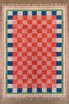 Lizzie Pink & Red Chequered Recycled Cotton Extra Large Rug