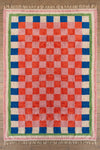 Lizzie Pink & Red Chequered Recycled Cotton Extra Large Rug