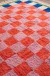 Lizzie Pink & Red Chequered Recycled Cotton Extra Large Rug