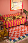 Lizzie Pink & Red Chequered Recycled Cotton Large Rug