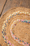 Jute & Pastel Small Oval Rug