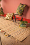 Jute Runner Rug with Muted Colour Stripes