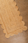 Jute Natural Runner Rug with Scalloped Edge
