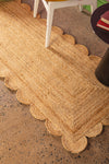 Jute Natural Runner Rug with Scalloped Edge