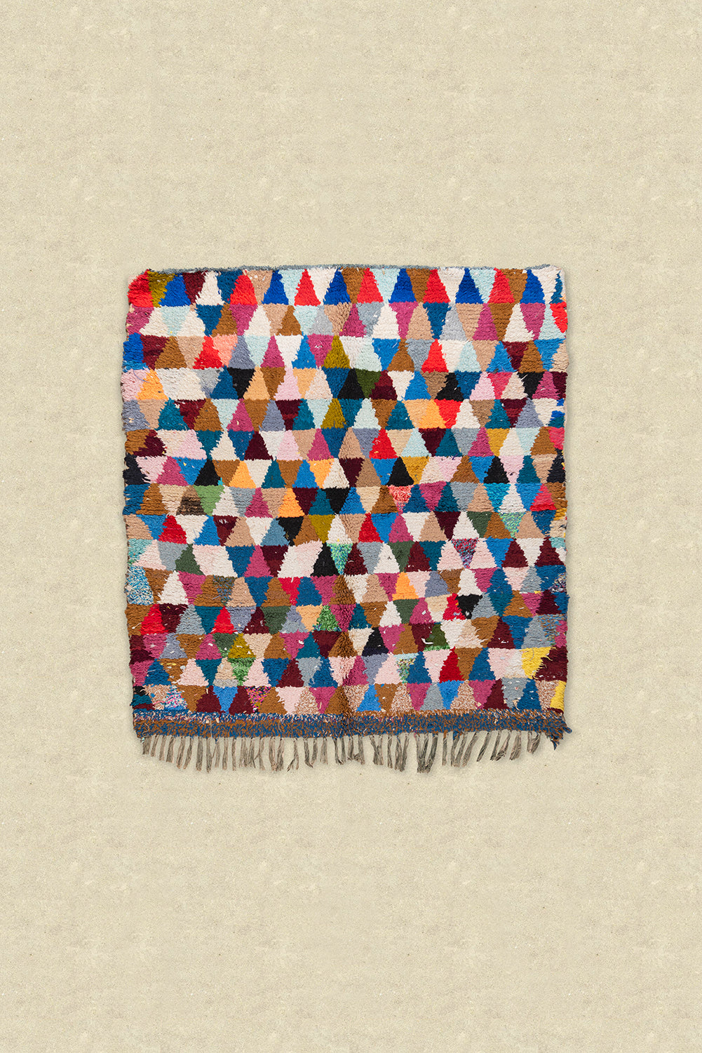 Vintage Moroccan Boucherouite Triangle Rug 140x135cm - (01)