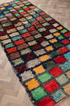 Vintage Moroccan Boucherouite Checkered Rug 120x270cm - (02)