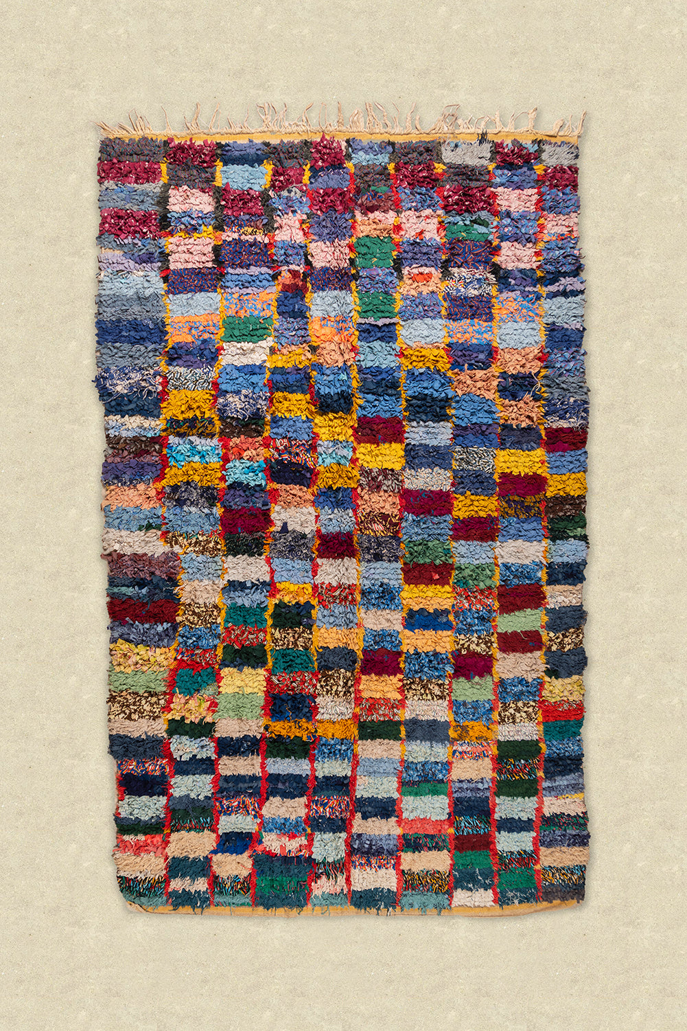 Vintage Moroccan Boucherouite Checkered Rug 165x270cm - (05)