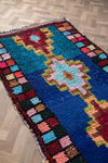 Vintage Moroccan Blue Boucherouite Rug 125x220cm - (10)