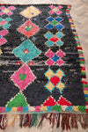 Vintage Moroccan Black Boucherouite Rug 150x240cm- (11)