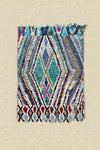 Vintage Moroccan Blue Lines Boucherouite Rug 105x155cm - (12)