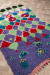 Vintage Moroccan Lime & Lilac Tufted Boucherouite Rug 125x200cm- (13)
