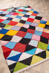 Vintage Moroccan Flat Weave Boucherouite Diamond Rug 150x240cm - (19)